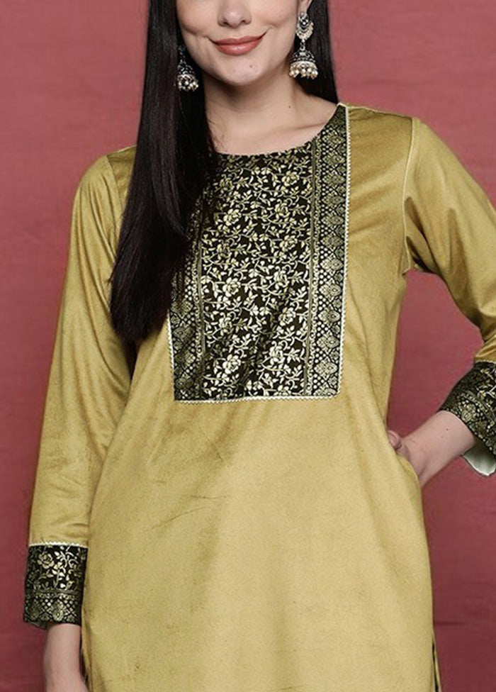 Mustard Readymade Velvet Kurti