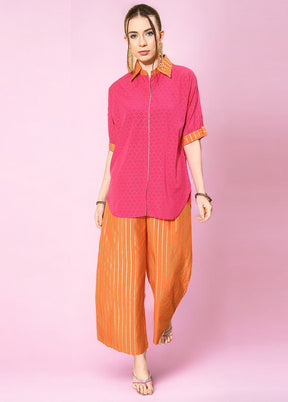 2 Pc Pink Readymade Silk Tunic Set