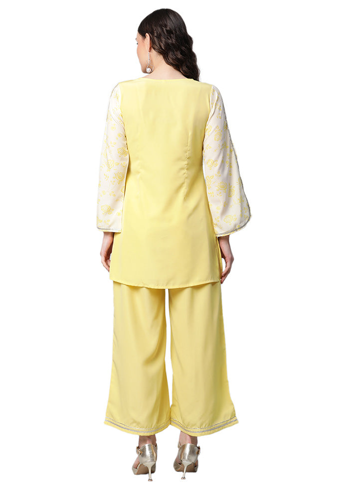 2 Pc Off White Readymade Silk Kurti Set