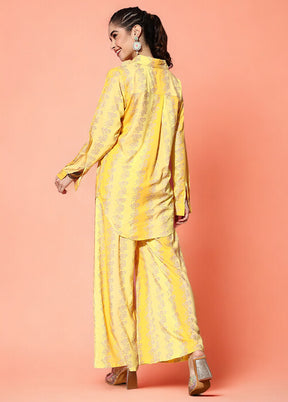 2 Pc Yellow Readymade Rayon Shirt Set