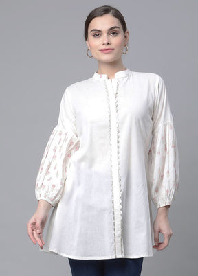 Off White Readymade Cotton Kurti - Indian Silk House Agencies