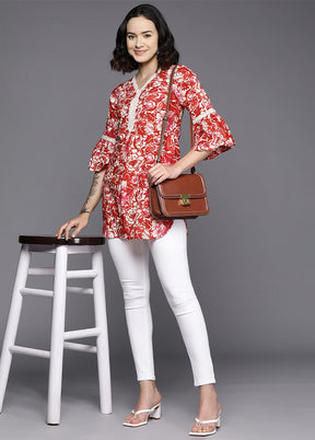 Red Readymade Cotton Tunic