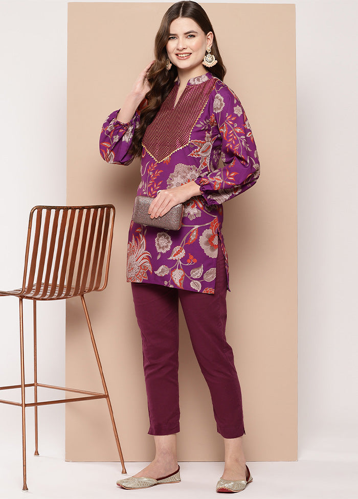 Purple Readymade Silk Tunic