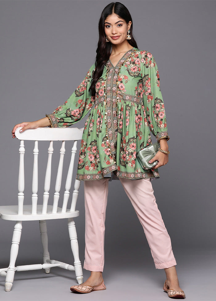 Green Readymade Silk Tunic