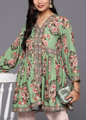 Green Readymade Silk Tunic