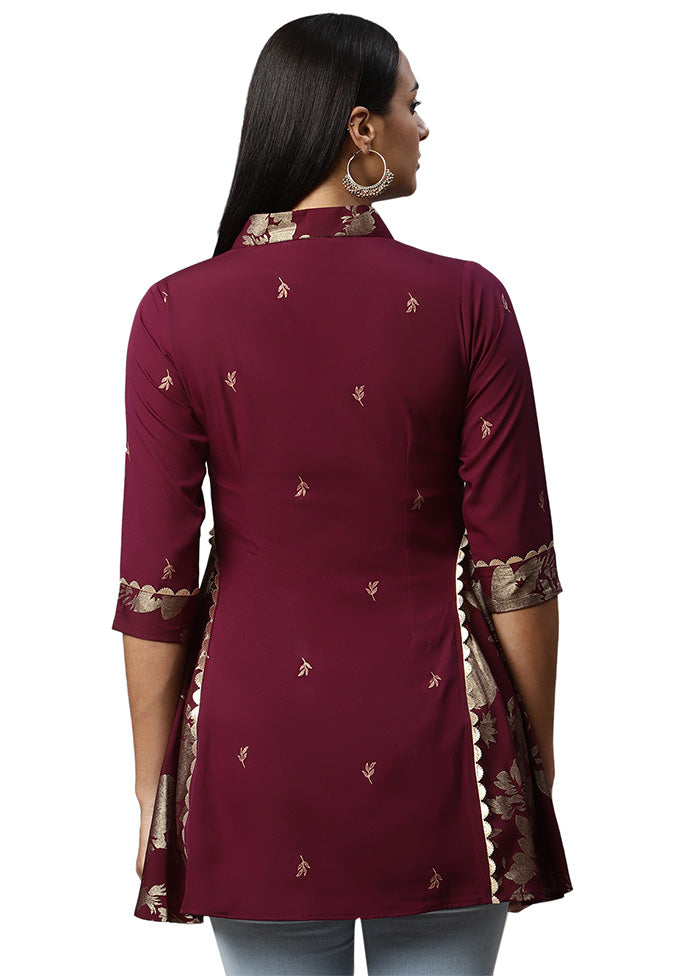 Wine Readymade Polyester Tunic