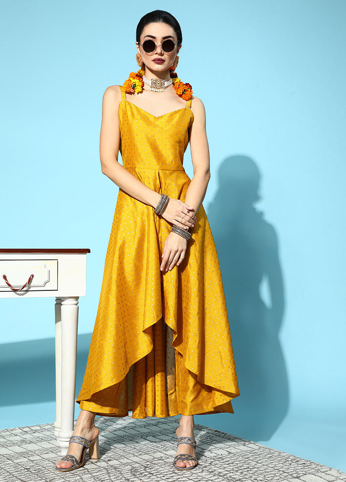 2 Pc Mustard Readymade Silk Kurti Set