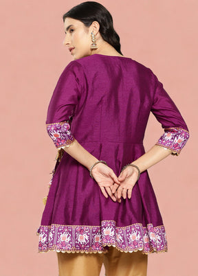 Purple Readymade Silk Tunic