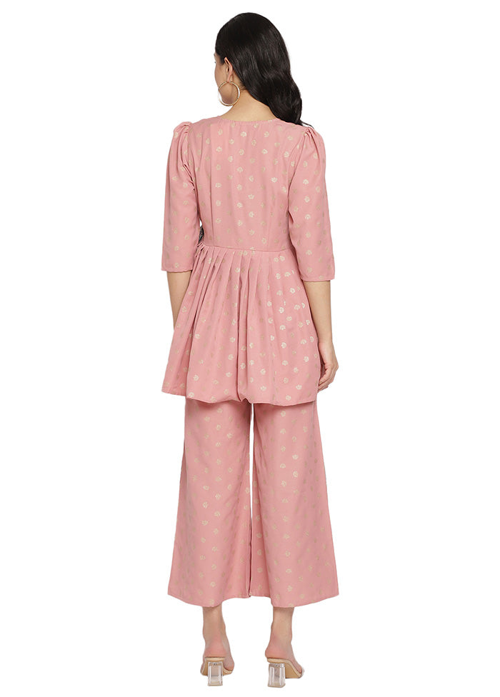 2 Pc Pink Readymade Rayon Tunic Set