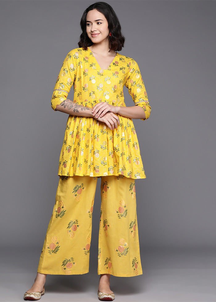 2 Pc Mustard Pure Readymade Cotton Tunic Set