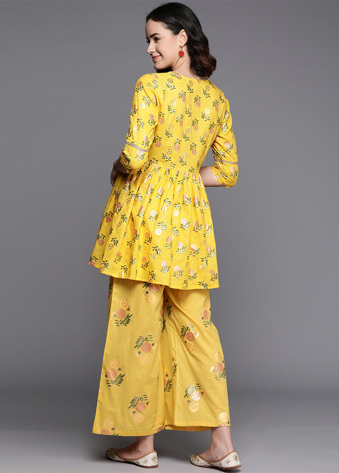 2 Pc Mustard Pure Readymade Cotton Tunic Set