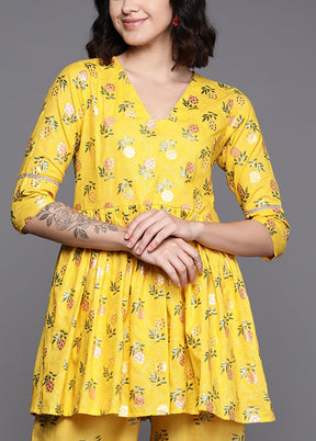 2 Pc Mustard Pure Readymade Cotton Tunic Set