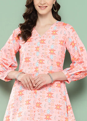 2 Pc Pink Readymade Polyester Top Set