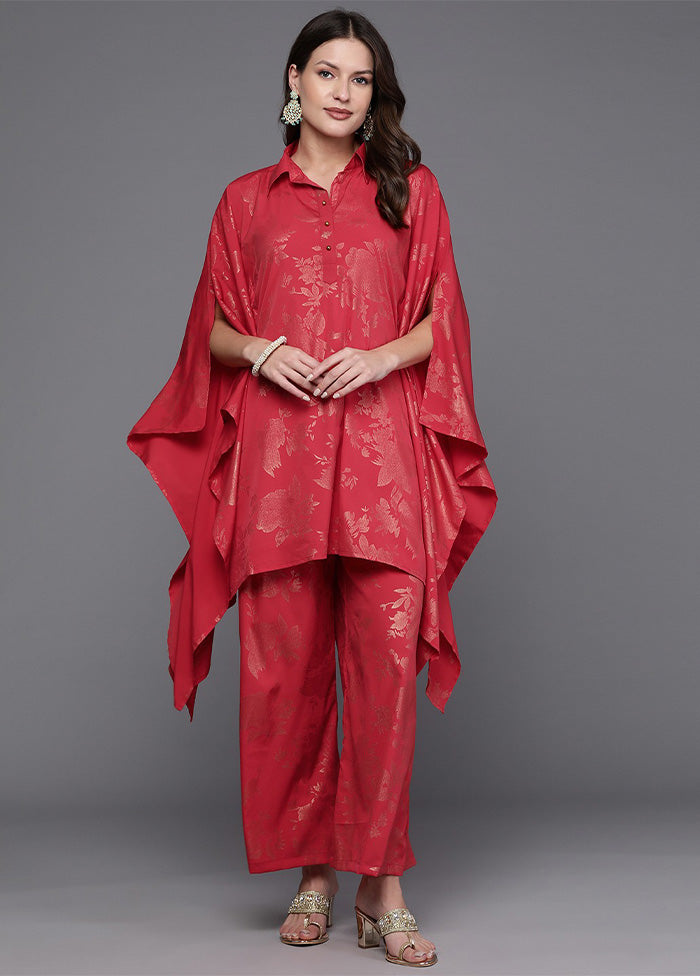 2 Pc Red Readymade Chanderi Tunic Set