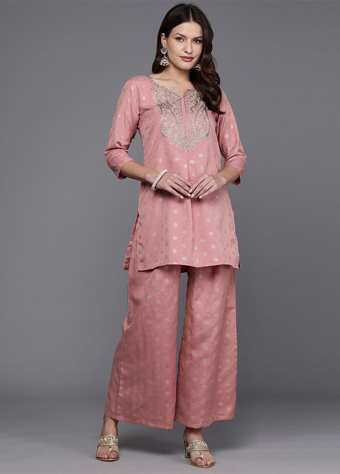 2 Pc Pink Readymade Rayon Tunic Set