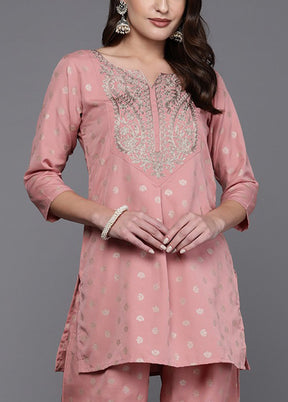 2 Pc Pink Readymade Rayon Tunic Set