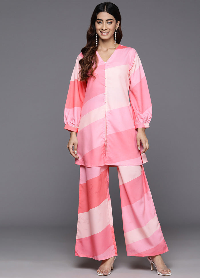 2 Pc Pink Readymade Silk Tunic Set