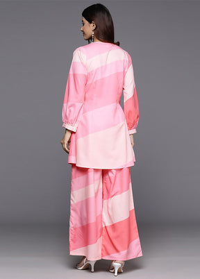 2 Pc Pink Readymade Silk Tunic Set