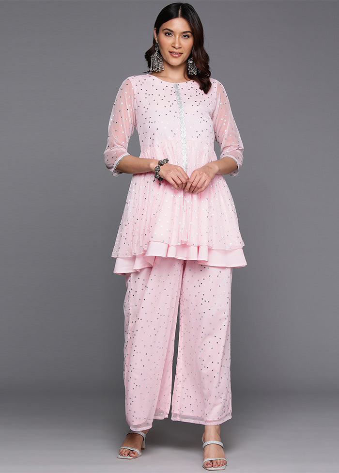 2 Pc Pink Readymade Polyester Tunic Set