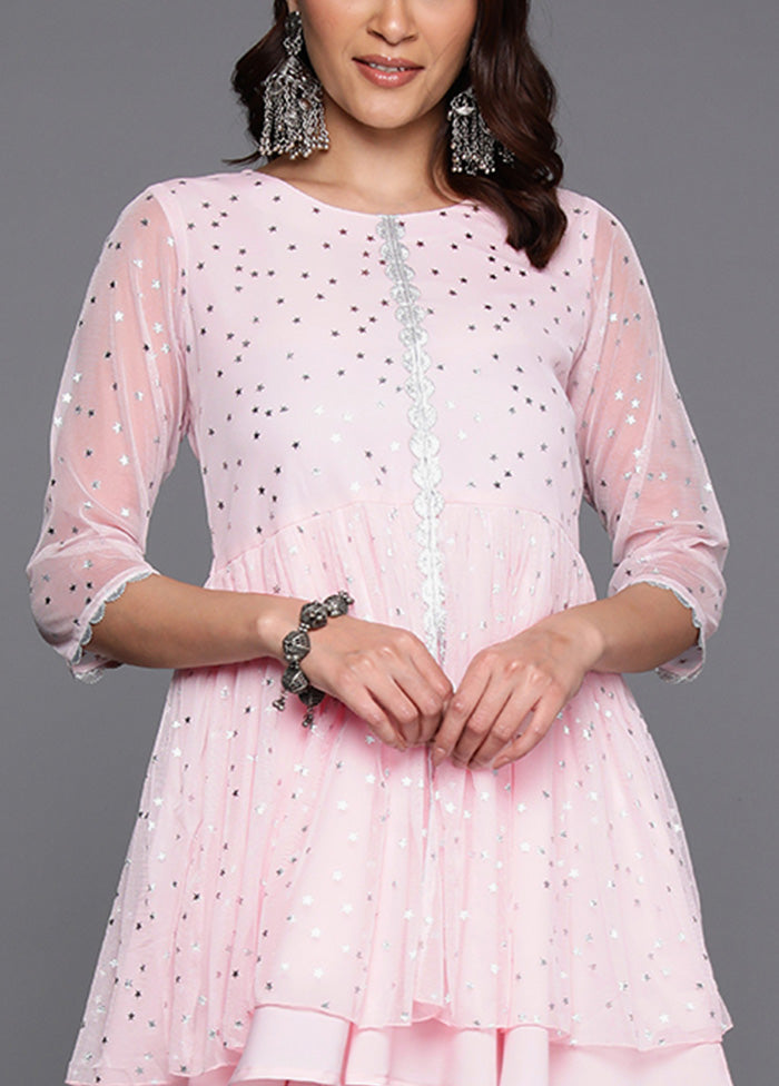 2 Pc Pink Readymade Polyester Tunic Set