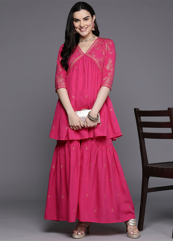 2 Pc Pink Readymade Silk Tunic Set