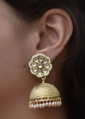 Gold Toned Stone Studded Earrings - Indian Silk House Agencies