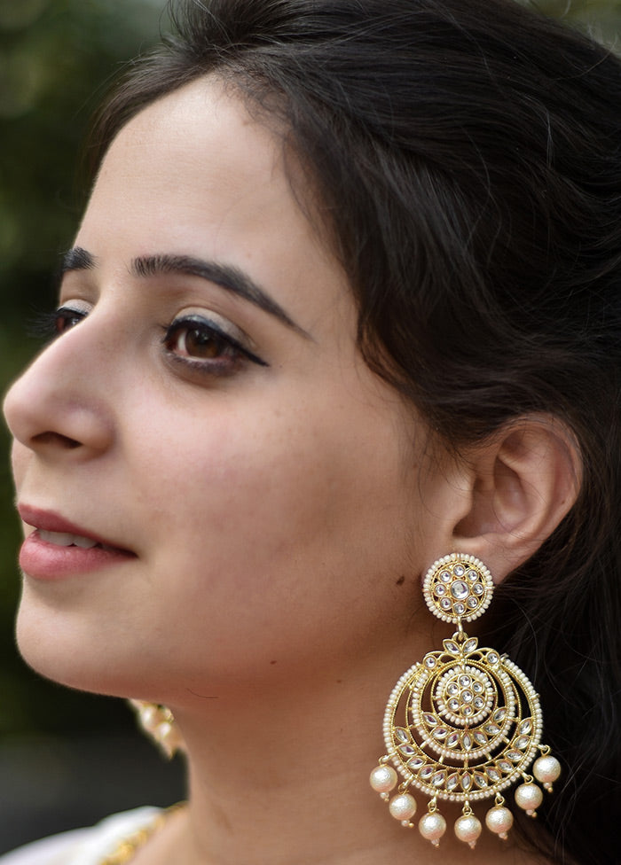 Gold Toned Stone Studded Earrings - Indian Silk House Agencies