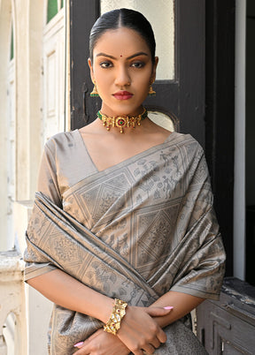 Chiku Dupion Silk Saree With Blouse Piece