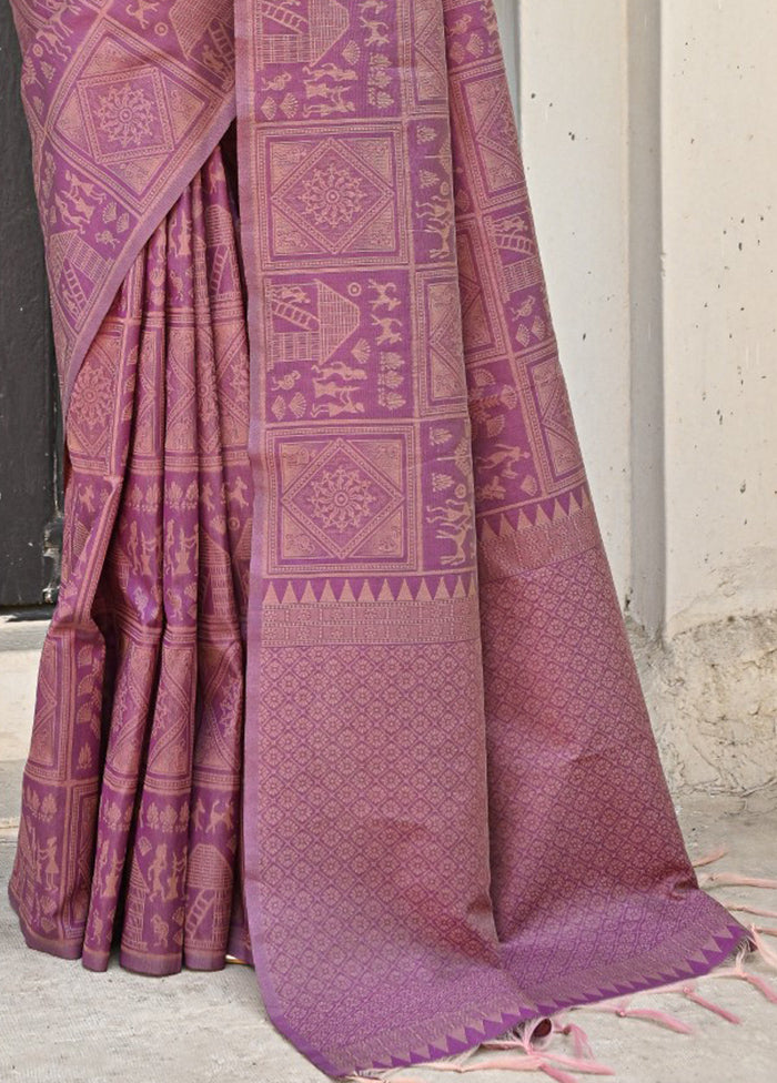 Wine Dupion Silk Saree With Blouse Piece