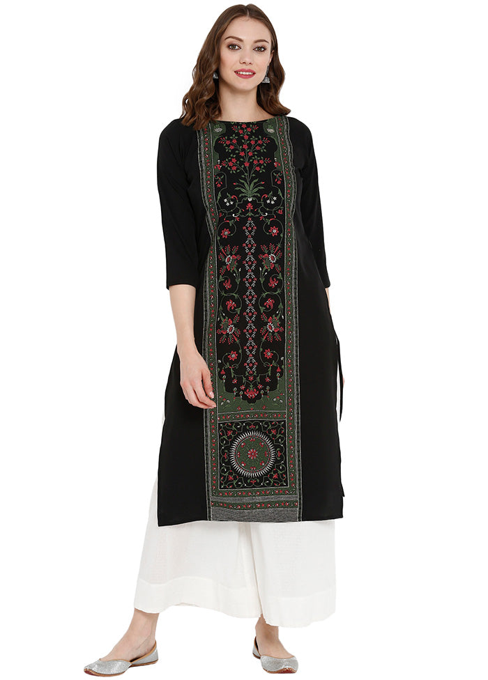 Black Readymade Silk Kurti