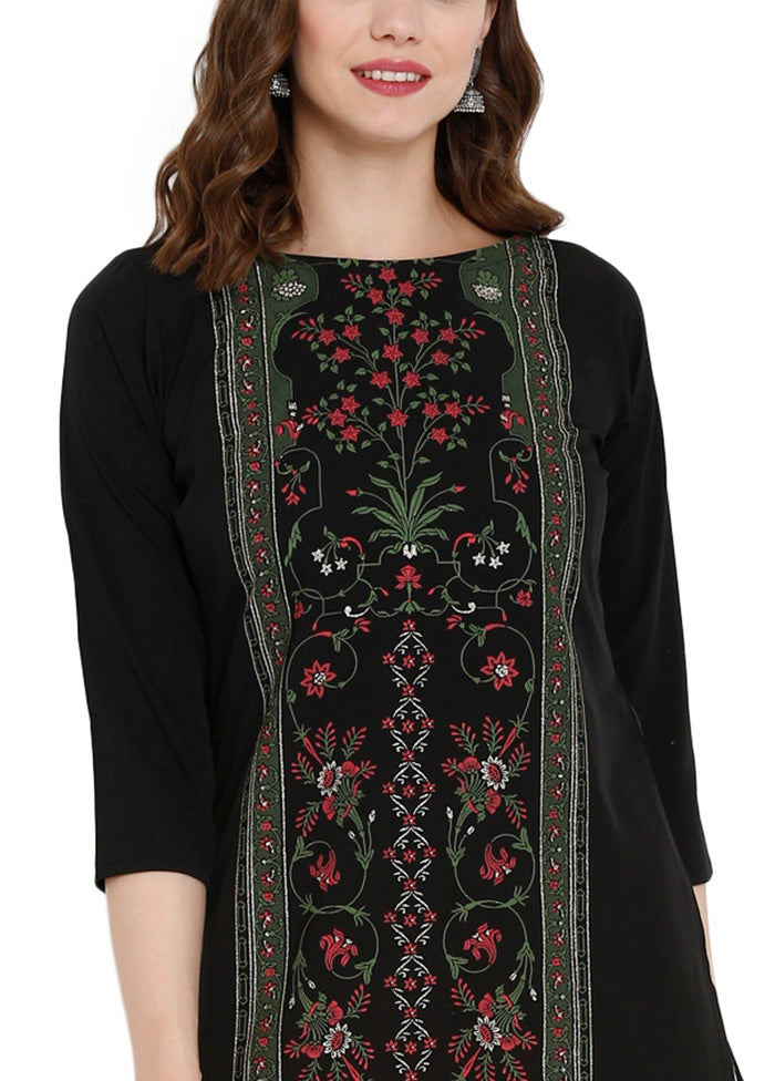 Black Readymade Silk Kurti