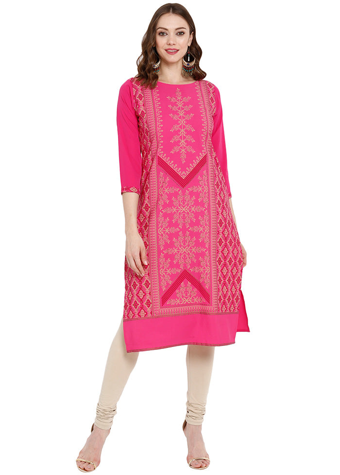 Pink Readymade Silk Kurti