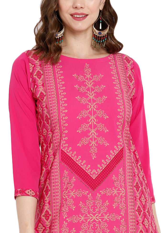 Pink Readymade Silk Kurti