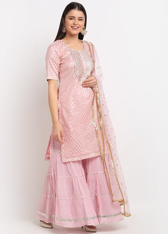 Pink 3 Pc Silk Suit Set With Dupatta VDANO001280774 - Indian Silk House Agencies
