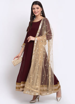 Wine 3 Pc Readymade Georgette Suit Set With Dupatta VDANO001280757 - Indian Silk House Agencies