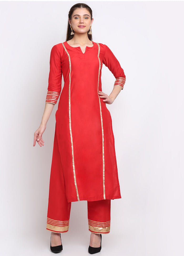 3 Pc Red Readymade Suit Set With Dupatta VDANO2903259 - Indian Silk House Agencies