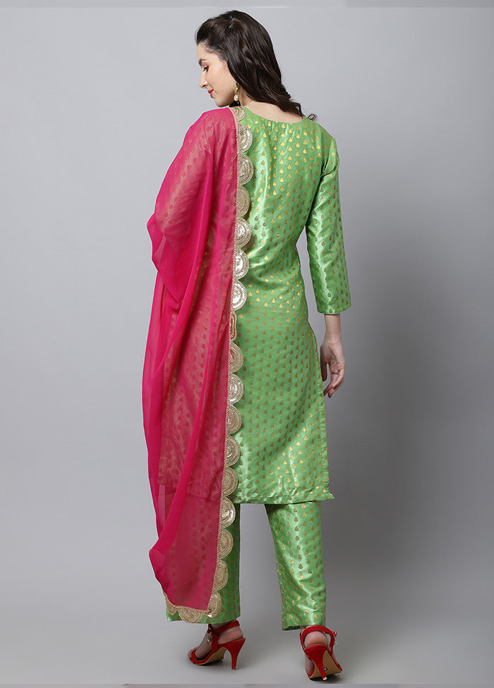 3 Pc Green Readymade Suit Set With Dupatta VDANO2903247 - Indian Silk House Agencies