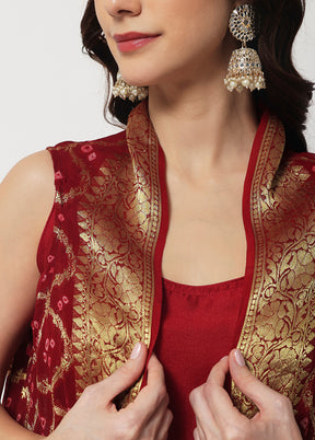 3 Pc Maroon Readymade Suit Set With Dupatta VDANO2903281 - Indian Silk House Agencies