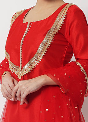 3 Pc Red Readymade Suit Set With Dupatta VDANO2903296 - Indian Silk House Agencies