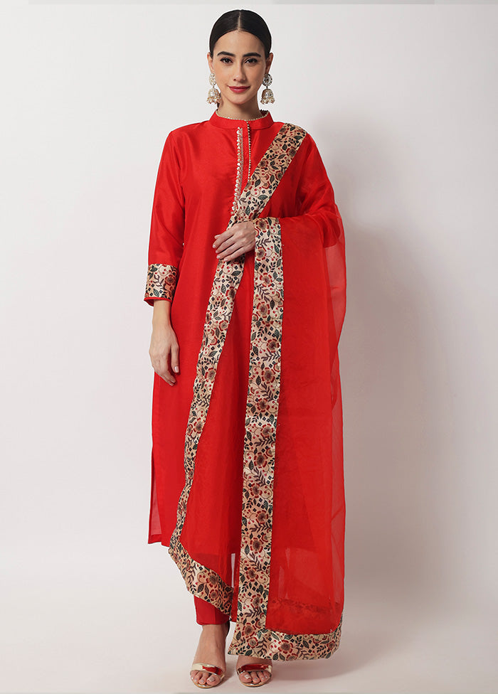 3 Pc Red Readymade Suit Set With Dupatta VDANO2903299 - Indian Silk House Agencies