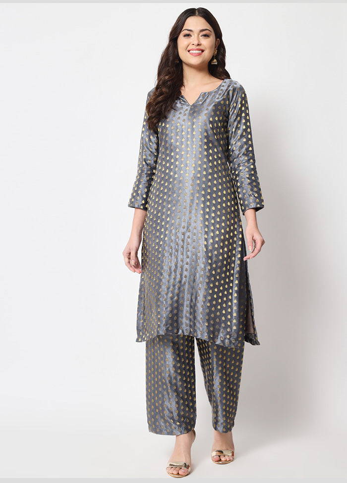 2 Pc Grey Readymade Silk Kurti Set VDANO2903368 - Indian Silk House Agencies