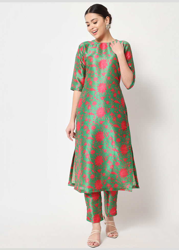 2 Pc Green Readymade Silk Kurti Set VDANO2903347 - Indian Silk House Agencies