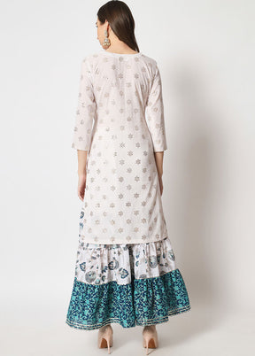 2 Pc White Embroidered Cotton Kurti Set VDANO05052024 - Indian Silk House Agencies