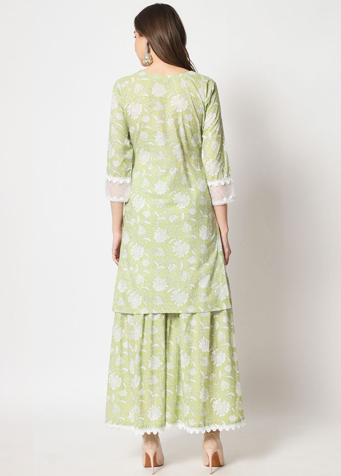 2 Pc Green Embroidered Cotton Kurti Set VDANO05052026 - Indian Silk House Agencies
