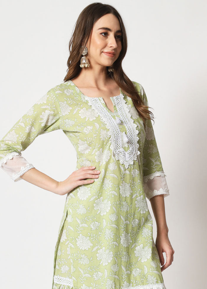2 Pc Green Embroidered Cotton Kurti Set VDANO05052026 - Indian Silk House Agencies