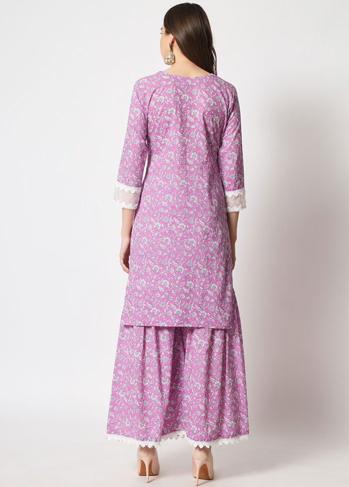 2 Pc Lavender Embroidered Cotton Kurti Set VDANO05052027 - Indian Silk House Agencies