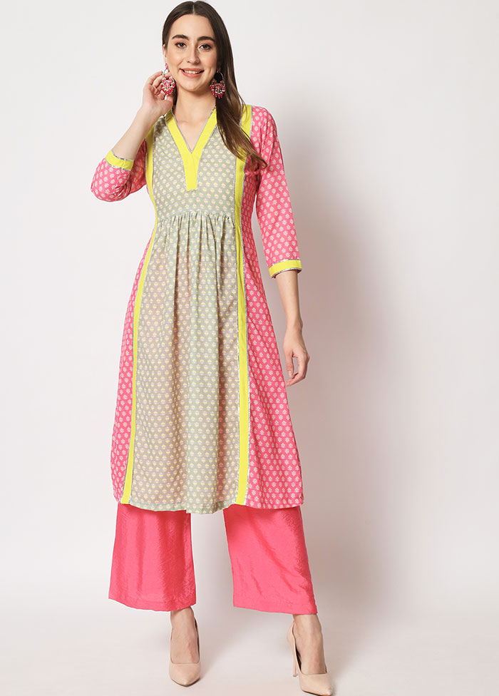 2 Pc Pink Readymade Printed Cotton Kurti Set VDANO05052030 - Indian Silk House Agencies