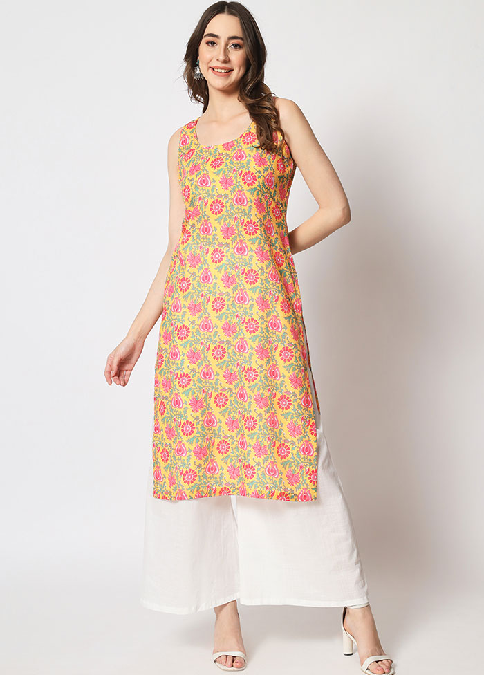 2 Pc Yellow Readymade Cotton Kurti Set VDANO05052033 - Indian Silk House Agencies