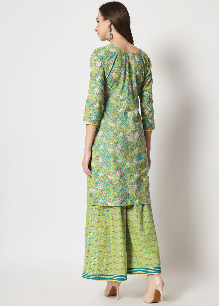 2 Pc Green Readymade Cotton Kurti Set VDANO05052035 - Indian Silk House Agencies