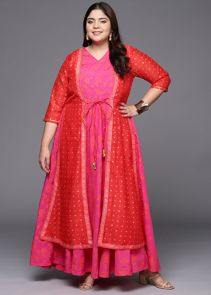 Pink Readymade Silk Indian Dress